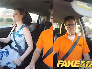 faux Driving school Nerdy red-haired teen college girl